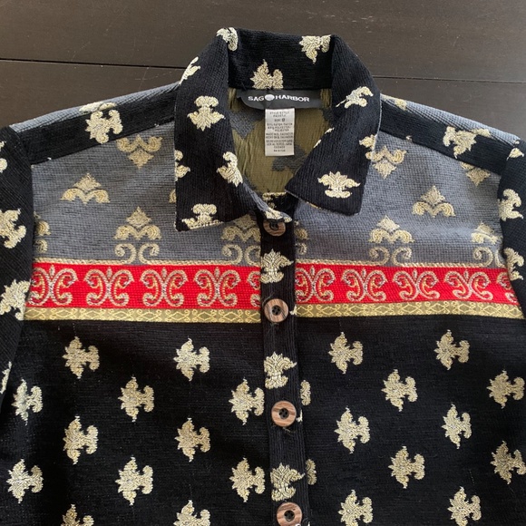 Vintage Womens Sag Harbor Tapestry Brocade Boho Blazer Jacket Colorful Sz 8 M - Picture 3 of 9